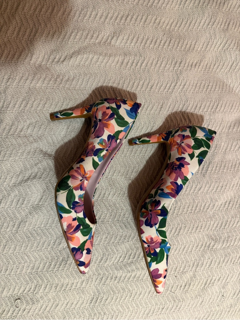 Kelly & Katie Floral Pointed-Toe Stiletto Heels - Pink Multicolor